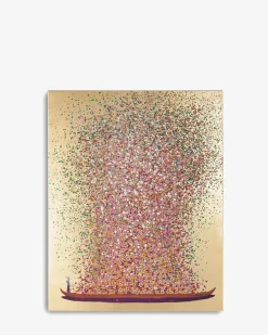 Båd med blomster Guld 160x120cm
