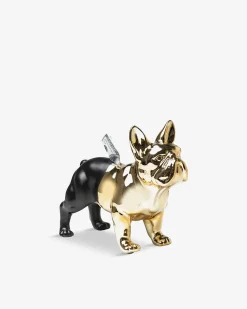 Bulldog sparegris sort/guld Pynt