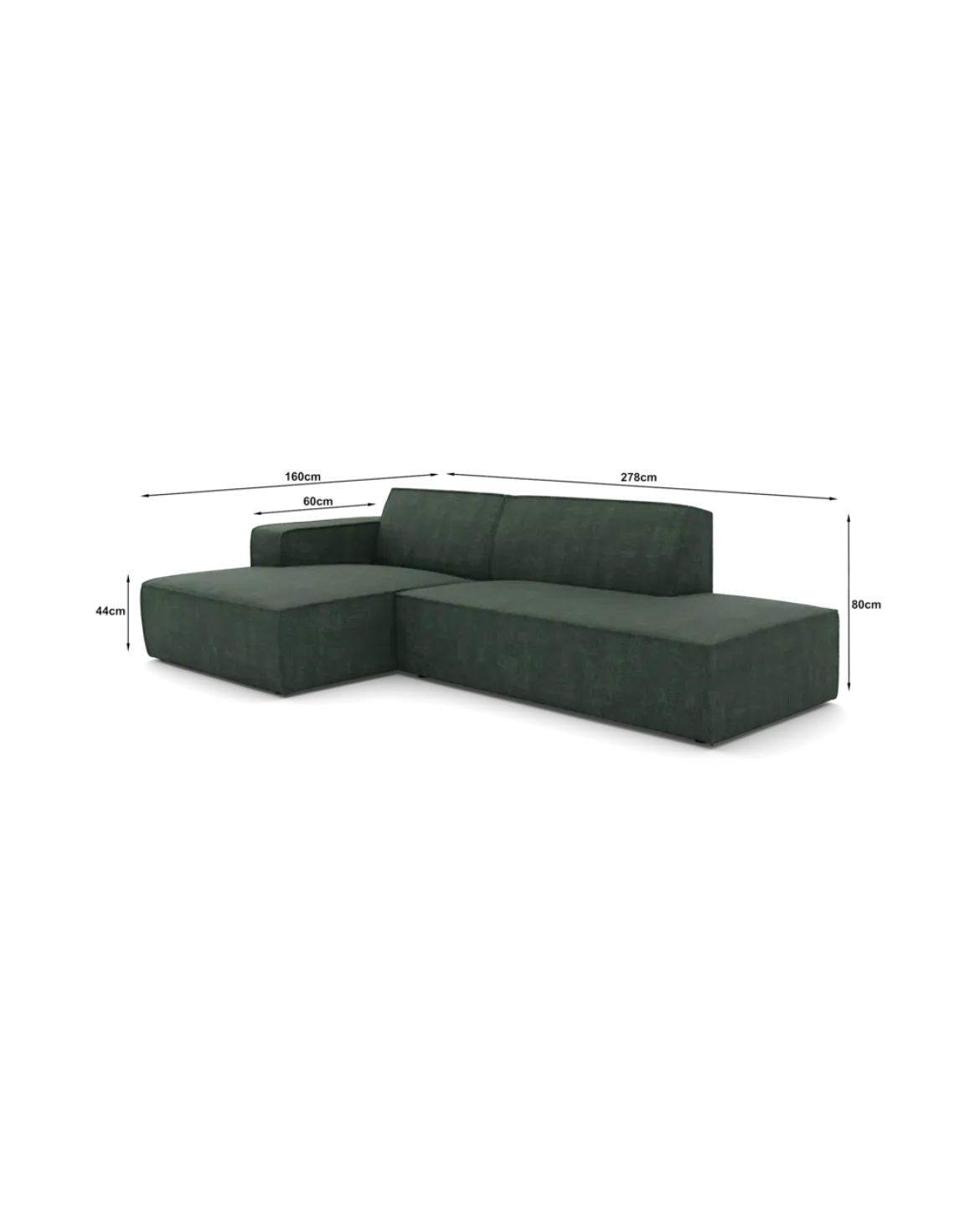 Espada chaiselongsofa Venstrevendt med open end