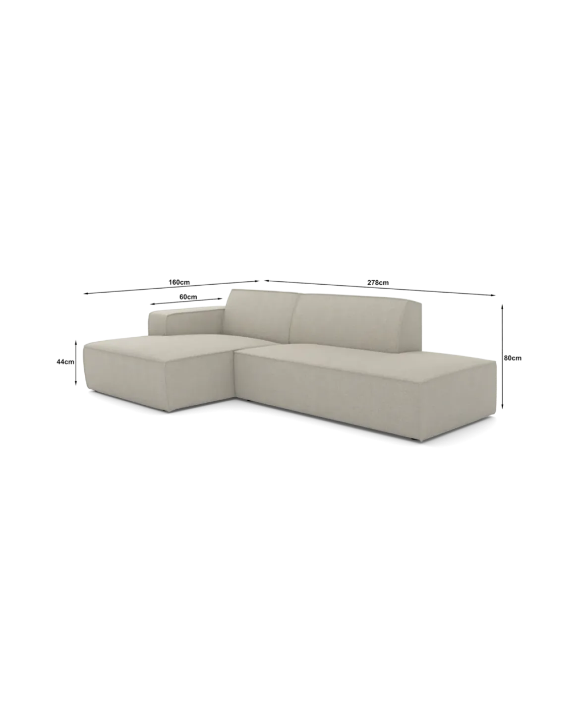 Espada chaiselongsofa Venstrevendt med open end