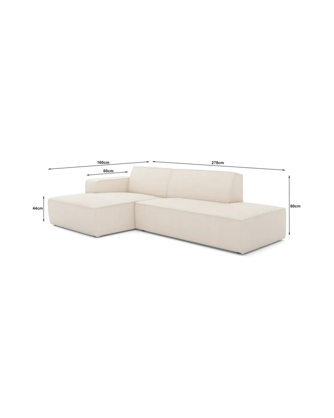 Espada chaiselongsofa Venstrevendt med open end
