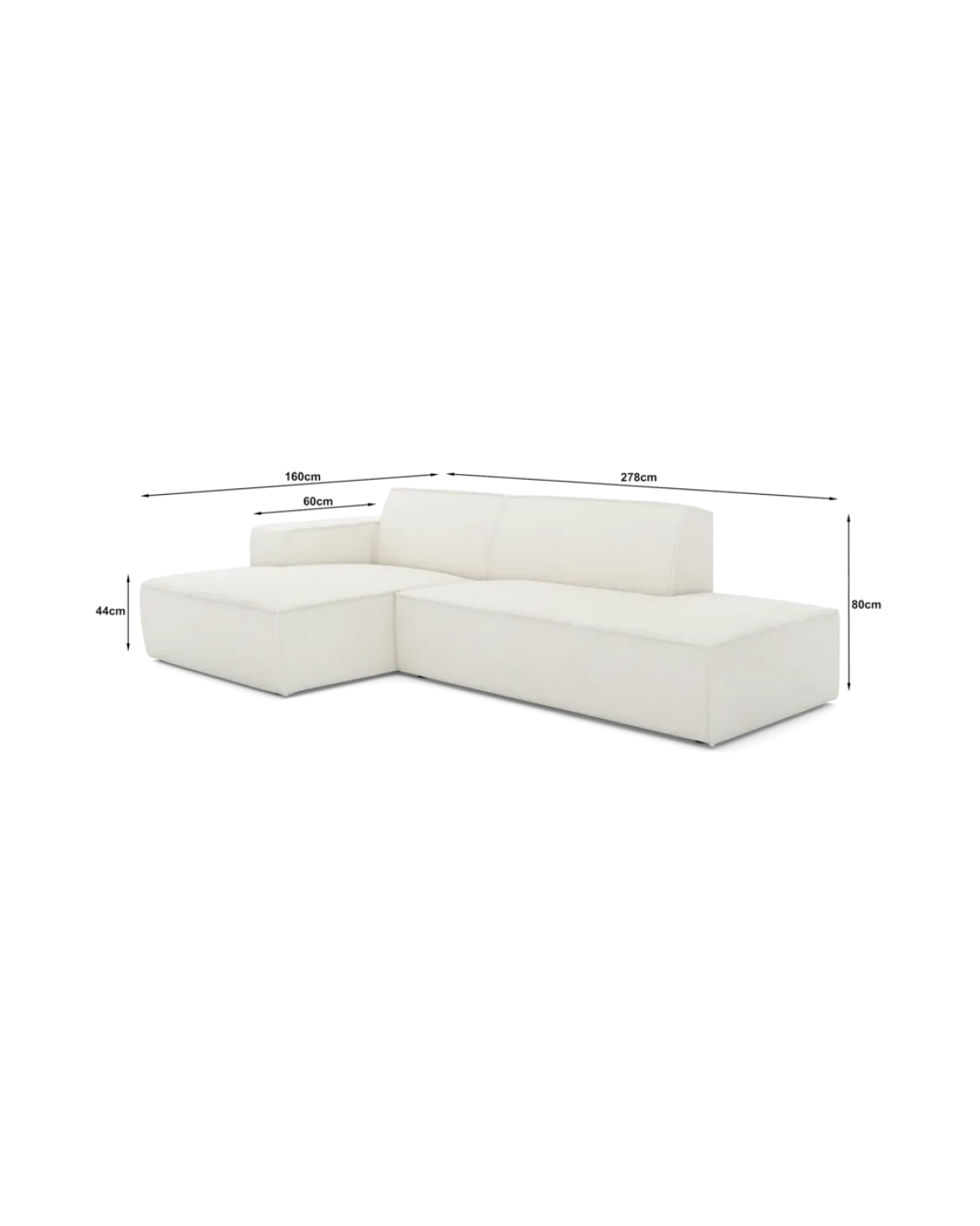 Espada chaiselongsofa Venstrevendt med open end