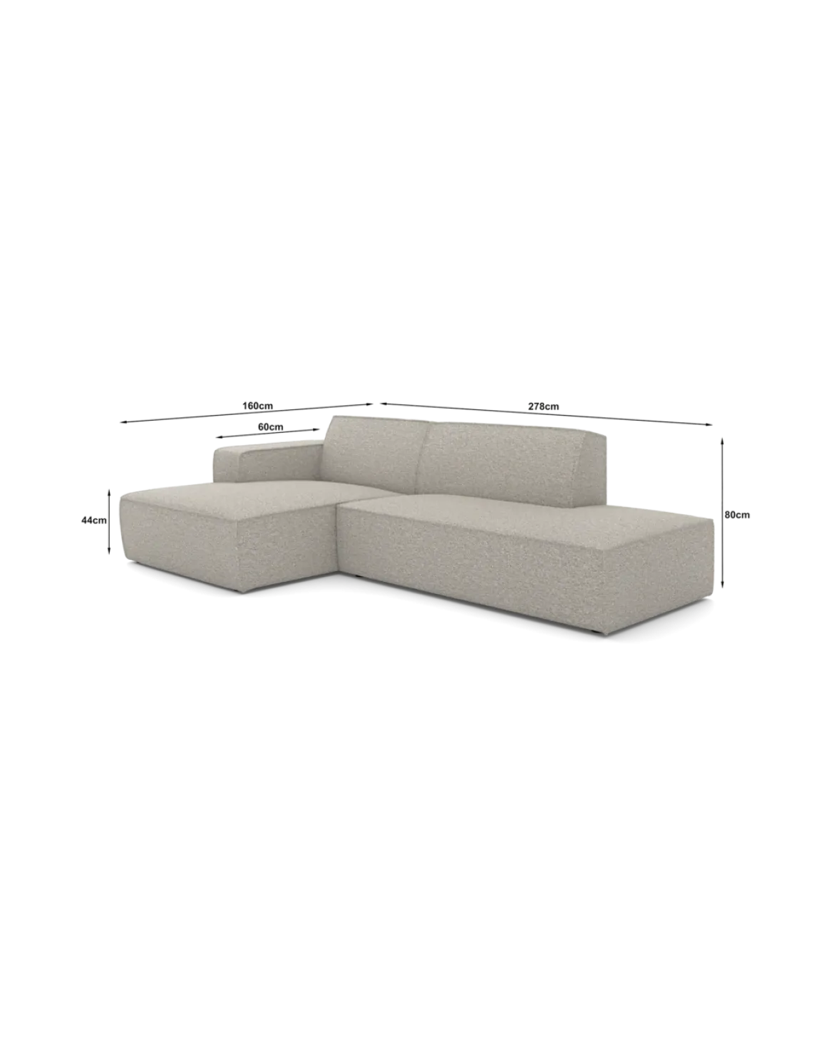 Espada chaiselongsofa Venstrevendt med open end
