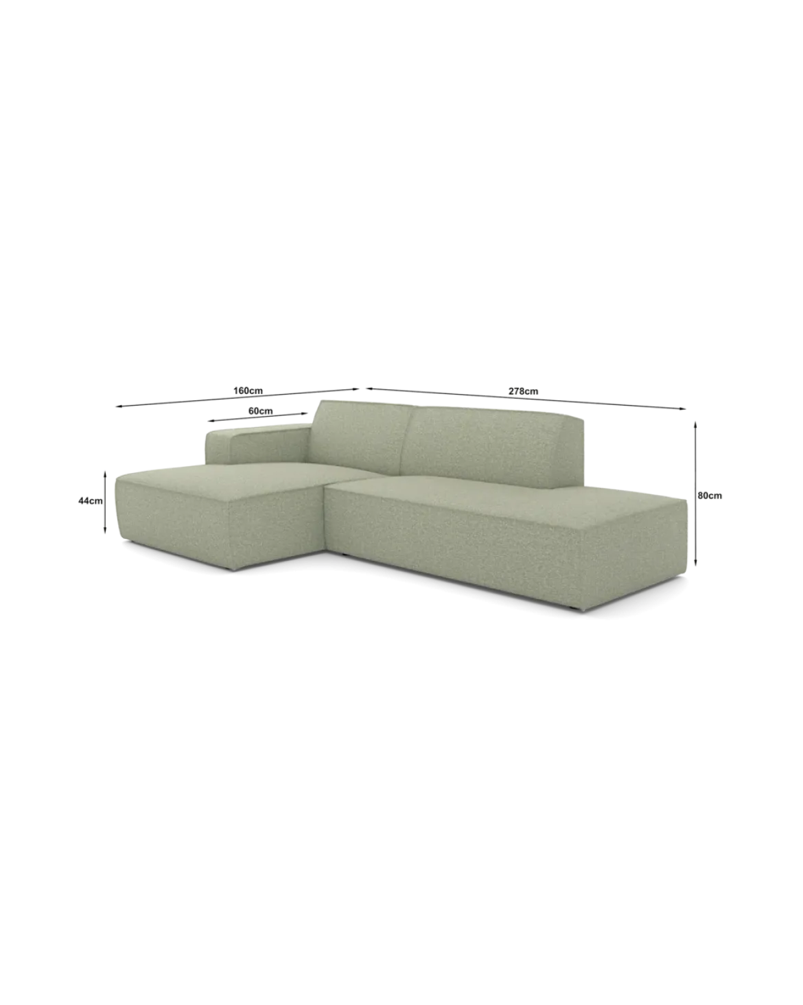 Espada chaiselongsofa Venstrevendt med open end