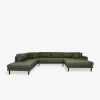 Fabio hjørnesofa M/chaiselong, oliven