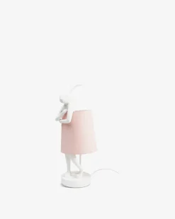 Kanin bordlampe Hvid/rosa