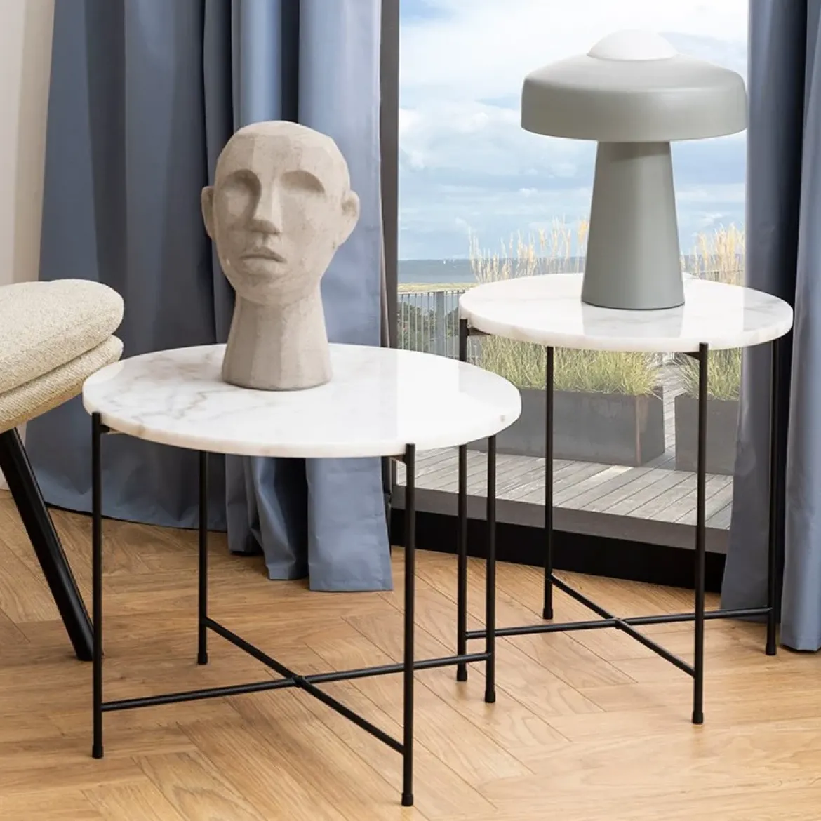 Light sofabord Hvid marmor