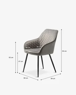 Milton spisebordsstol Grå velour