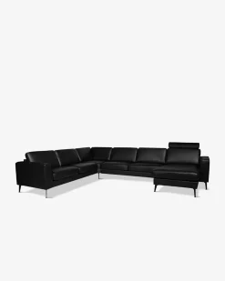 Nova hjørnesofa m/chaiselong Sort læder