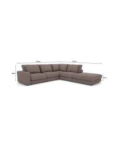 Rio hjørnesofa Højrevendt med stor pufafslutning