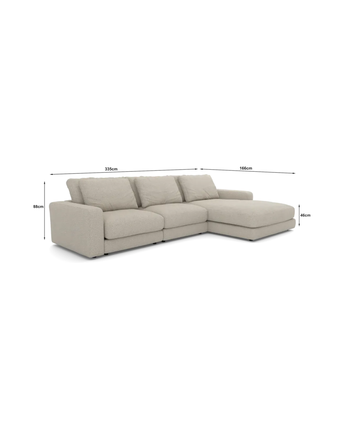 Rio Sofa Med chaiselong højre og bred arm