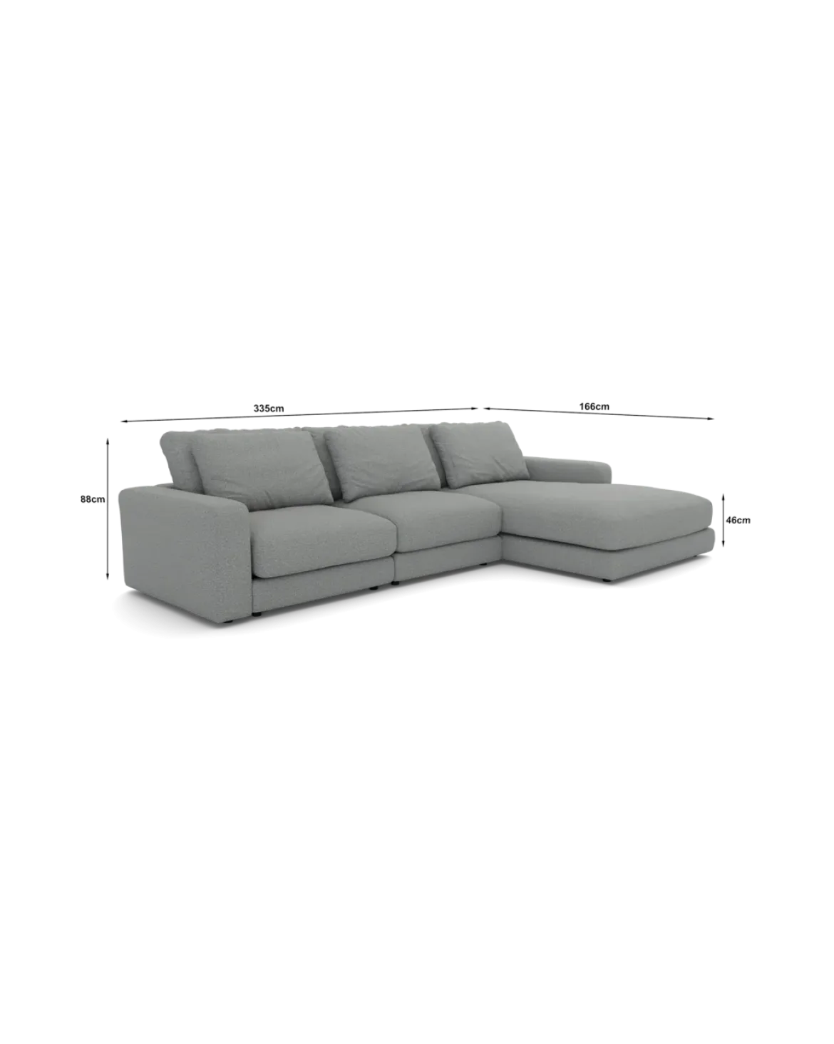 Rio Sofa Med chaiselong højre og bred arm