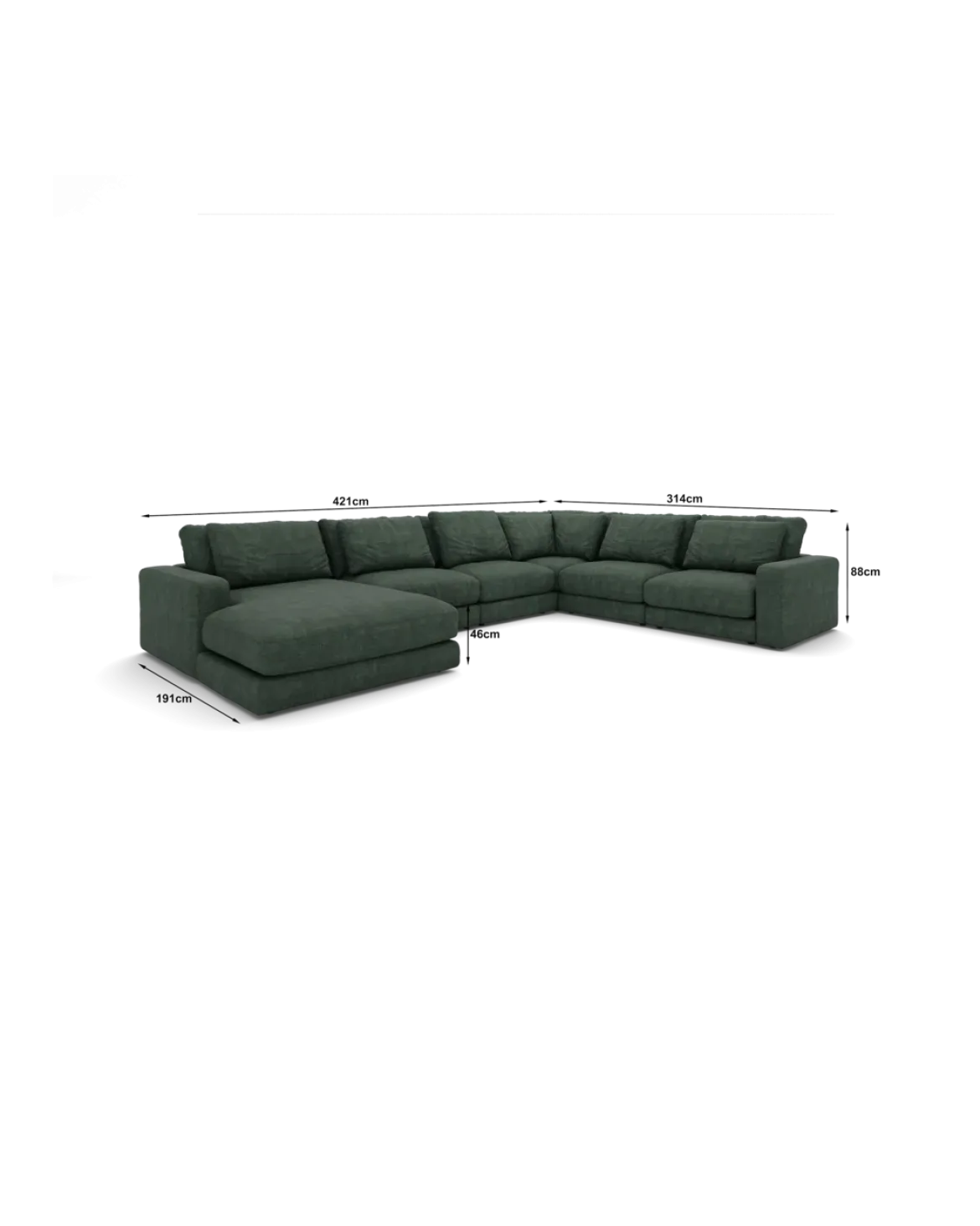 Rio U-sofa Højrevendt med chaiselong