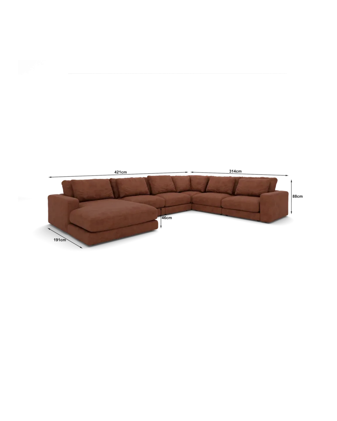 Rio U-sofa Højrevendt med chaiselong