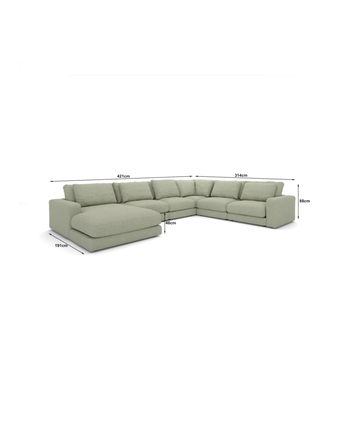 Rio U-sofa Højrevendt med chaiselong