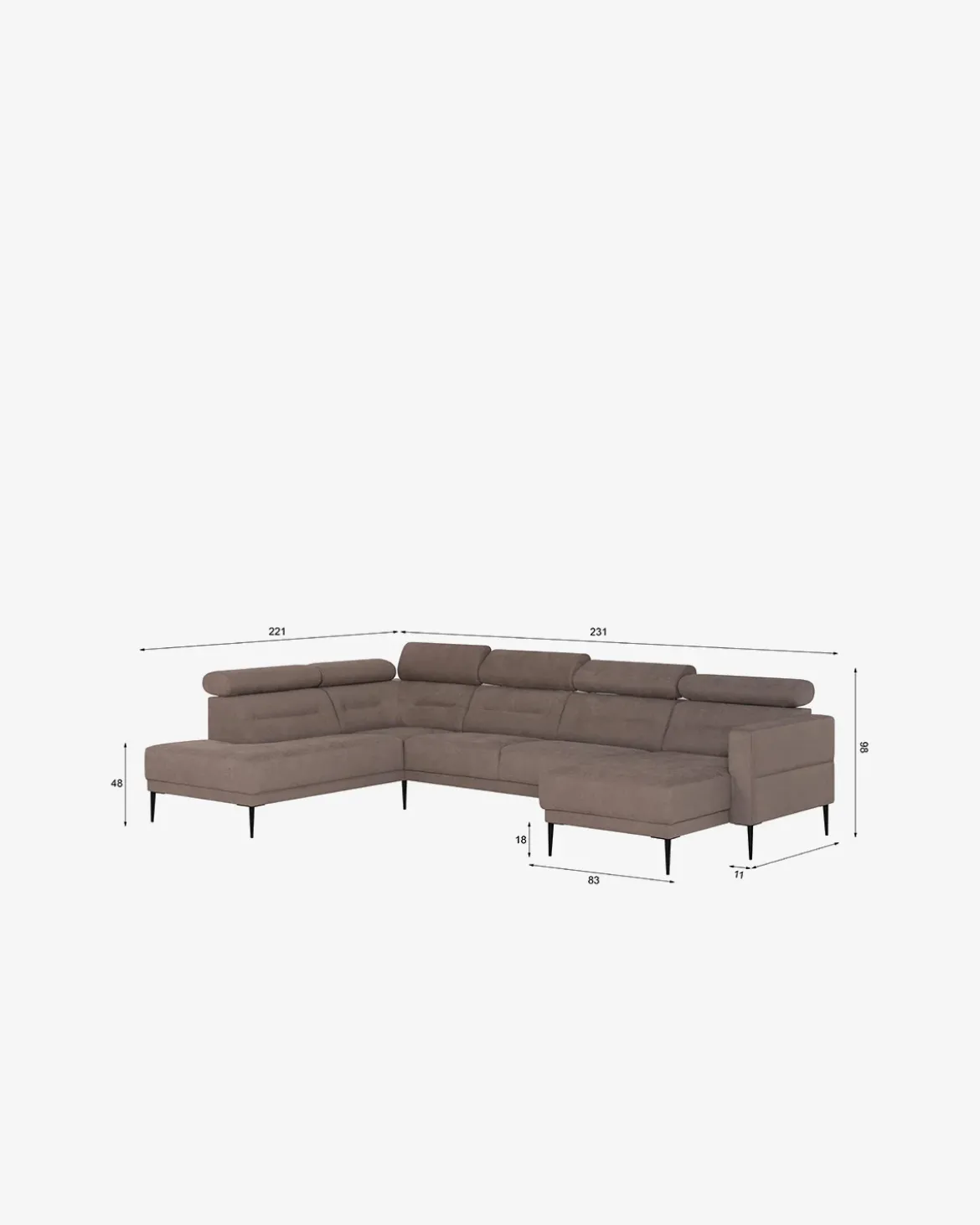 Vizion U-hjørnesofa Lys brun